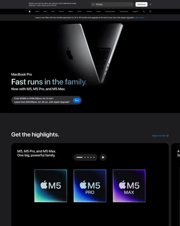 Apple MacBook Pro product page, design by Apple