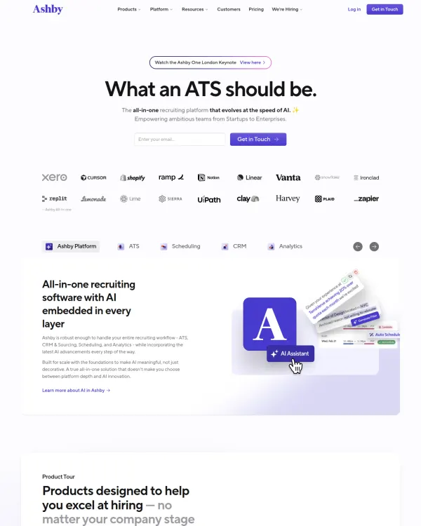 Ashby homepage, design by Ashby