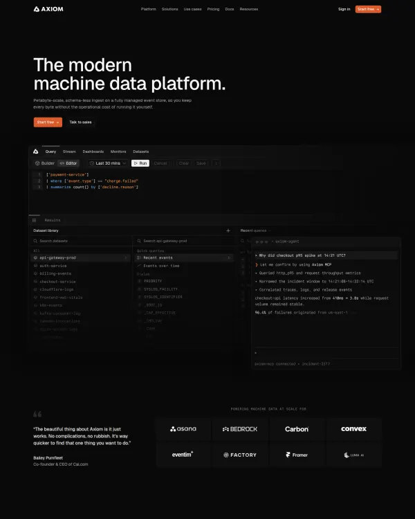 Axiom homepage, design by Axiom