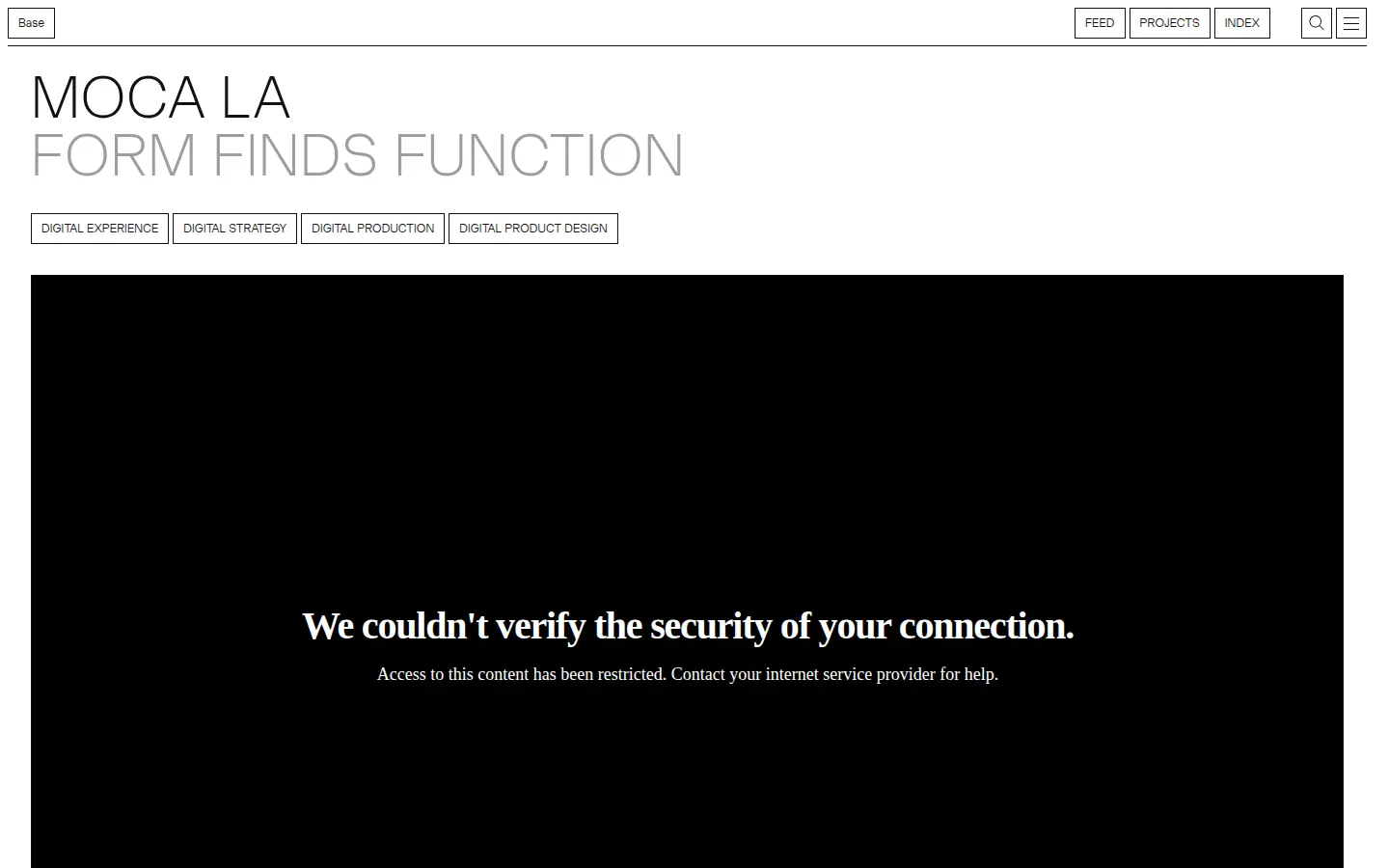 MOCA identity by Base Design, first screen, design by Base Design