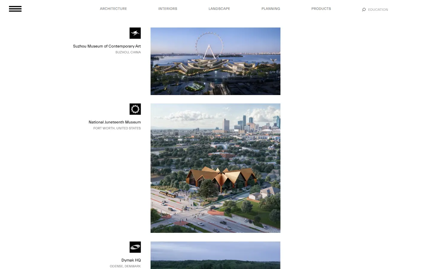 BIG Bjarke Ingels Group, first screen, design by BIG