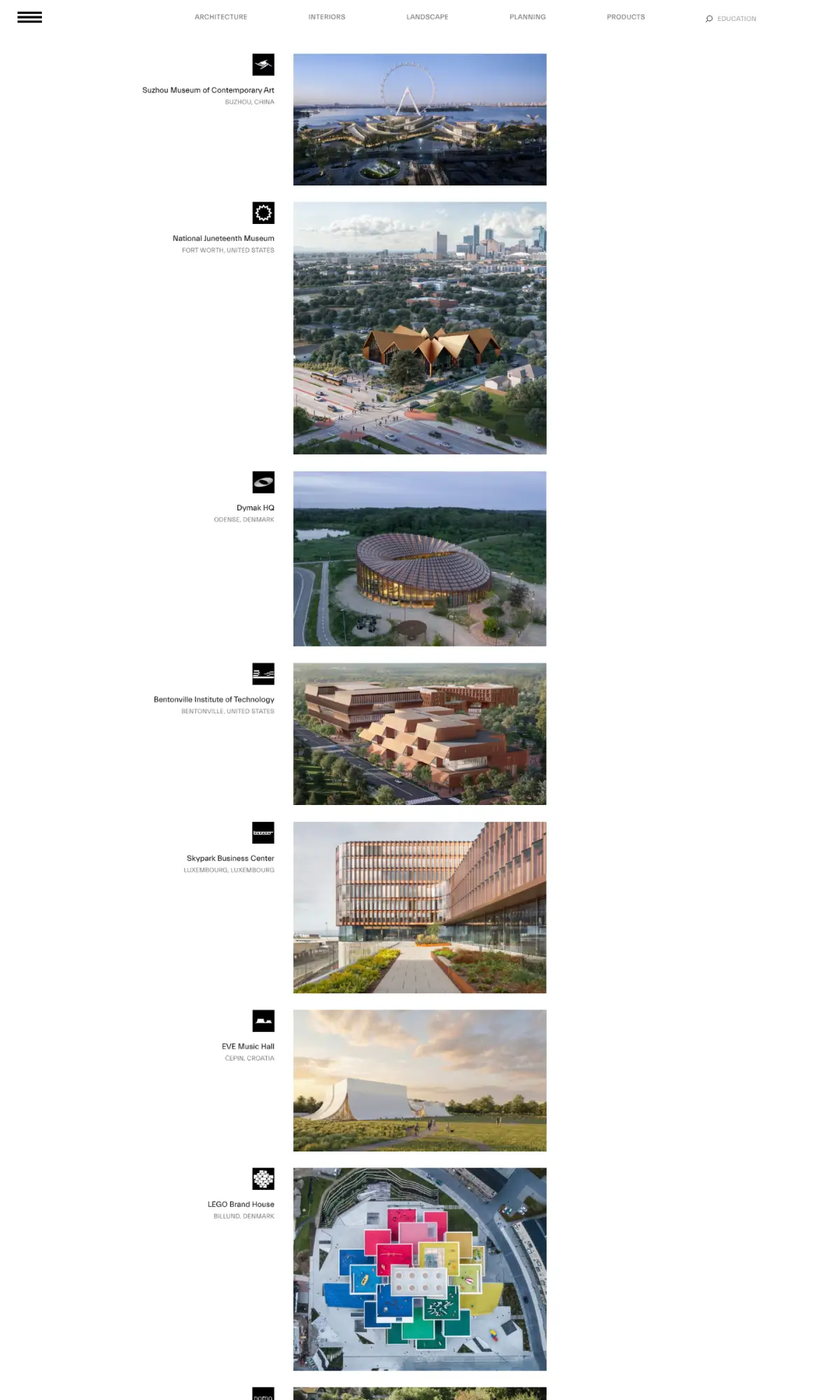 BIG Bjarke Ingels Group, the page as you scroll