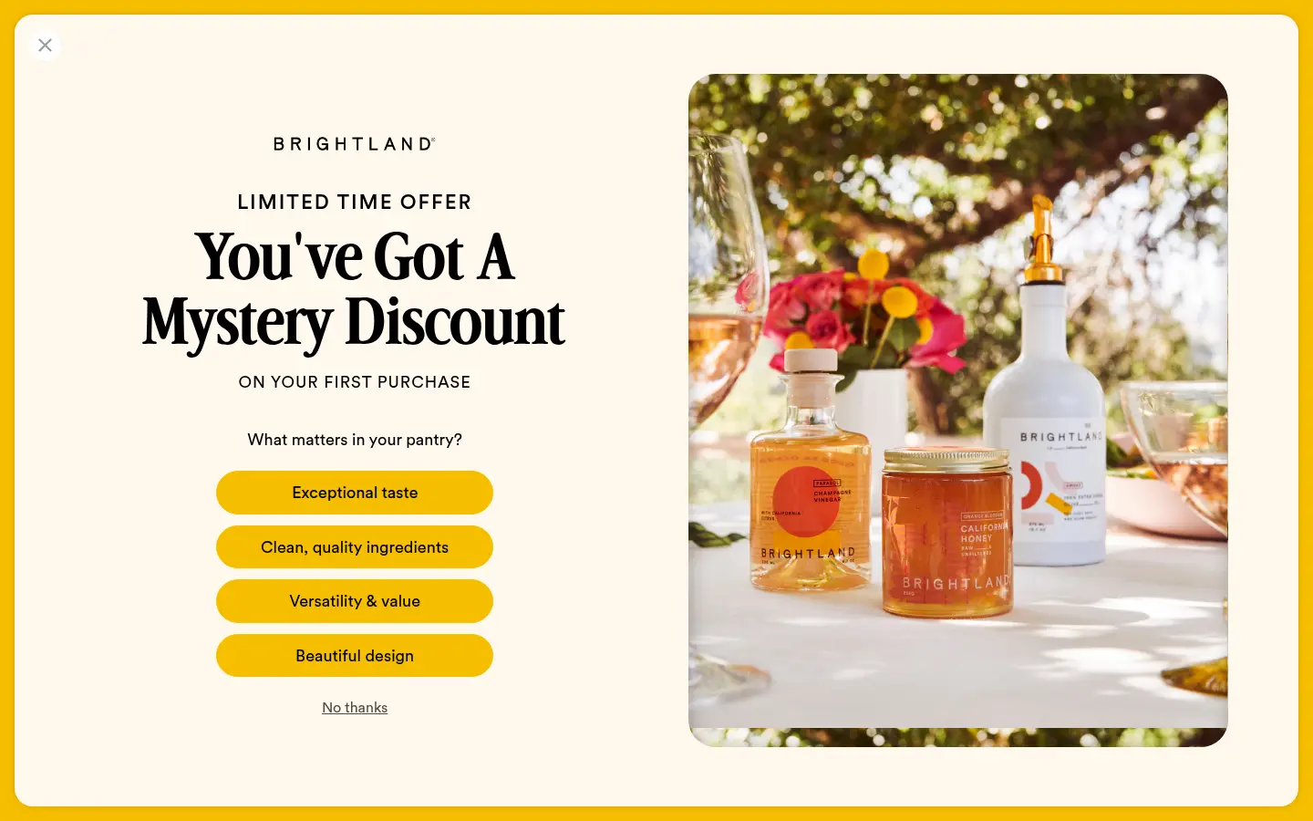 Brightland homepage, first screen, design by Brightland