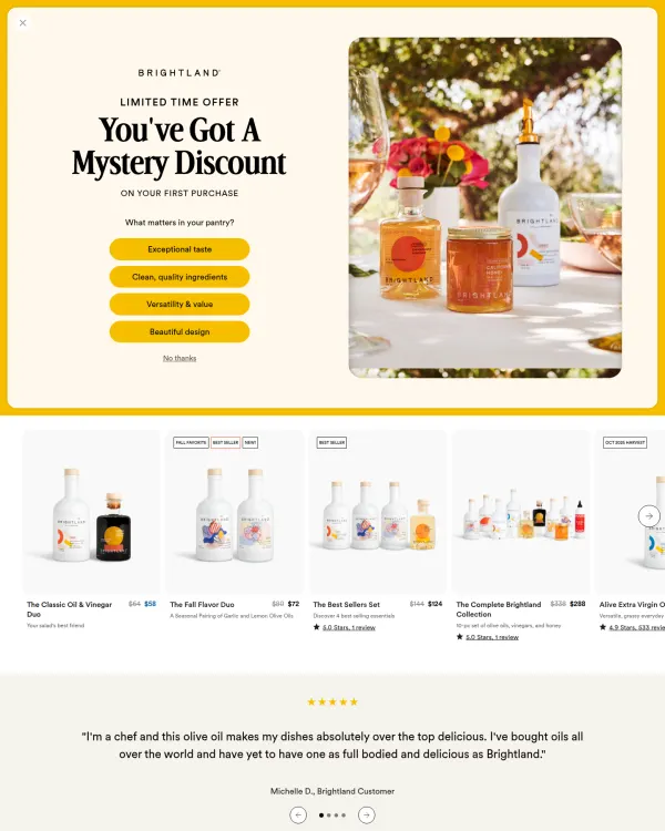 Brightland homepage, design by Brightland