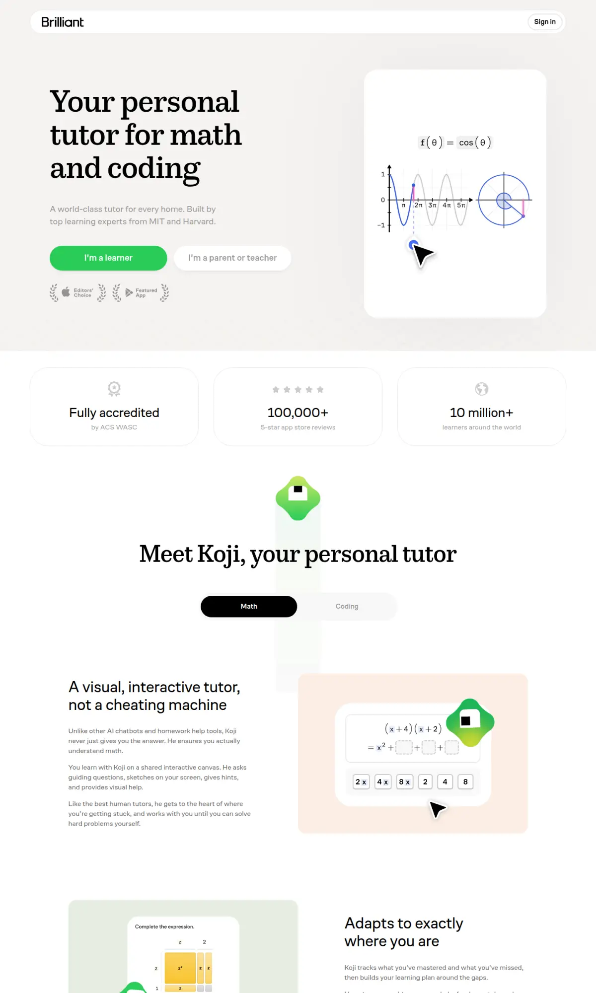 Brilliant homepage, the page as you scroll
