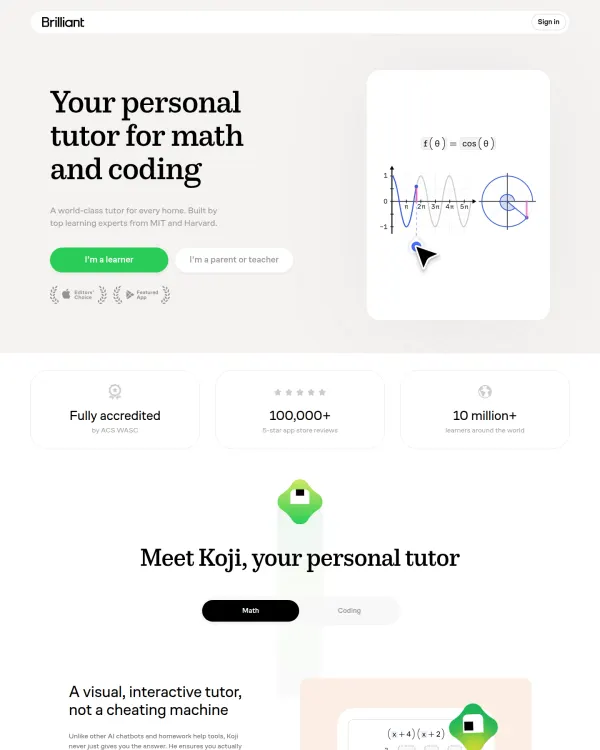 Brilliant homepage, design by Brilliant