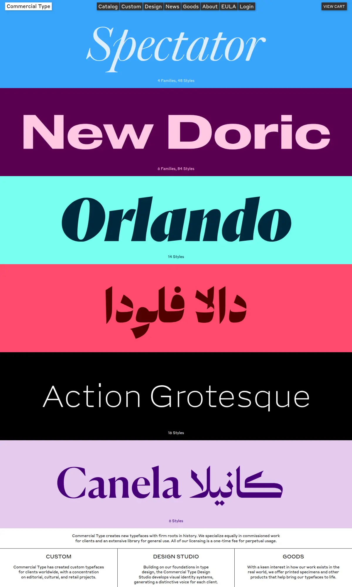 Commercial Type, the page as you scroll