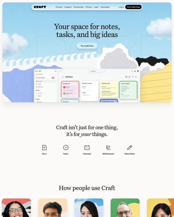 Craft docs app site, design by Craft