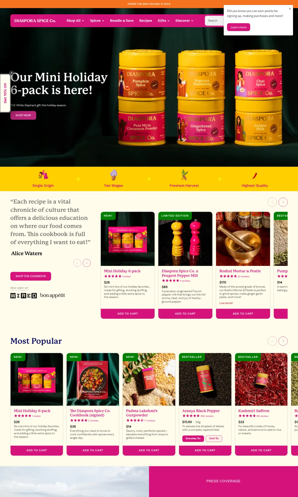Diaspora Co. homepage, the page as you scroll