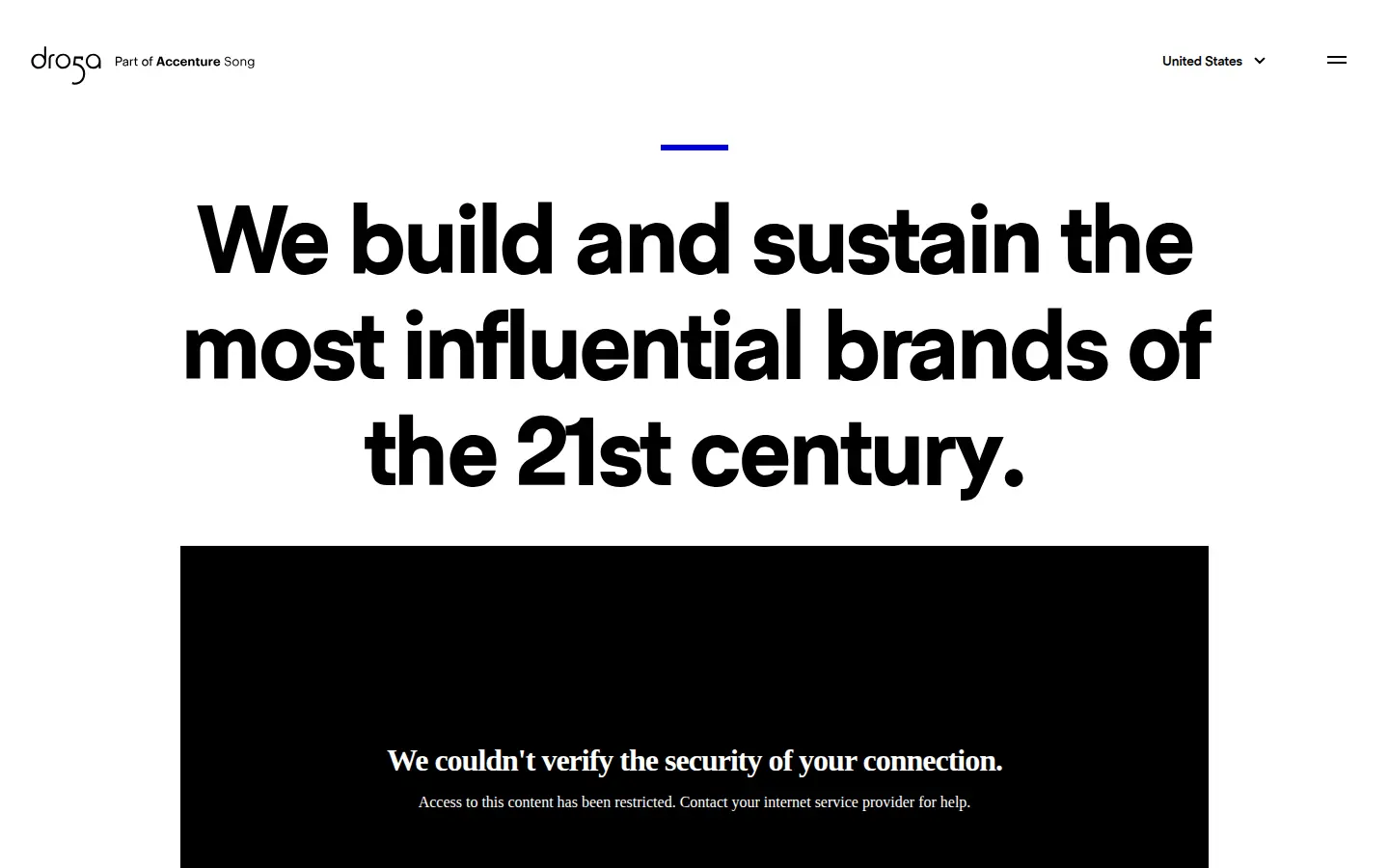 Droga5, first screen, design by Droga5
