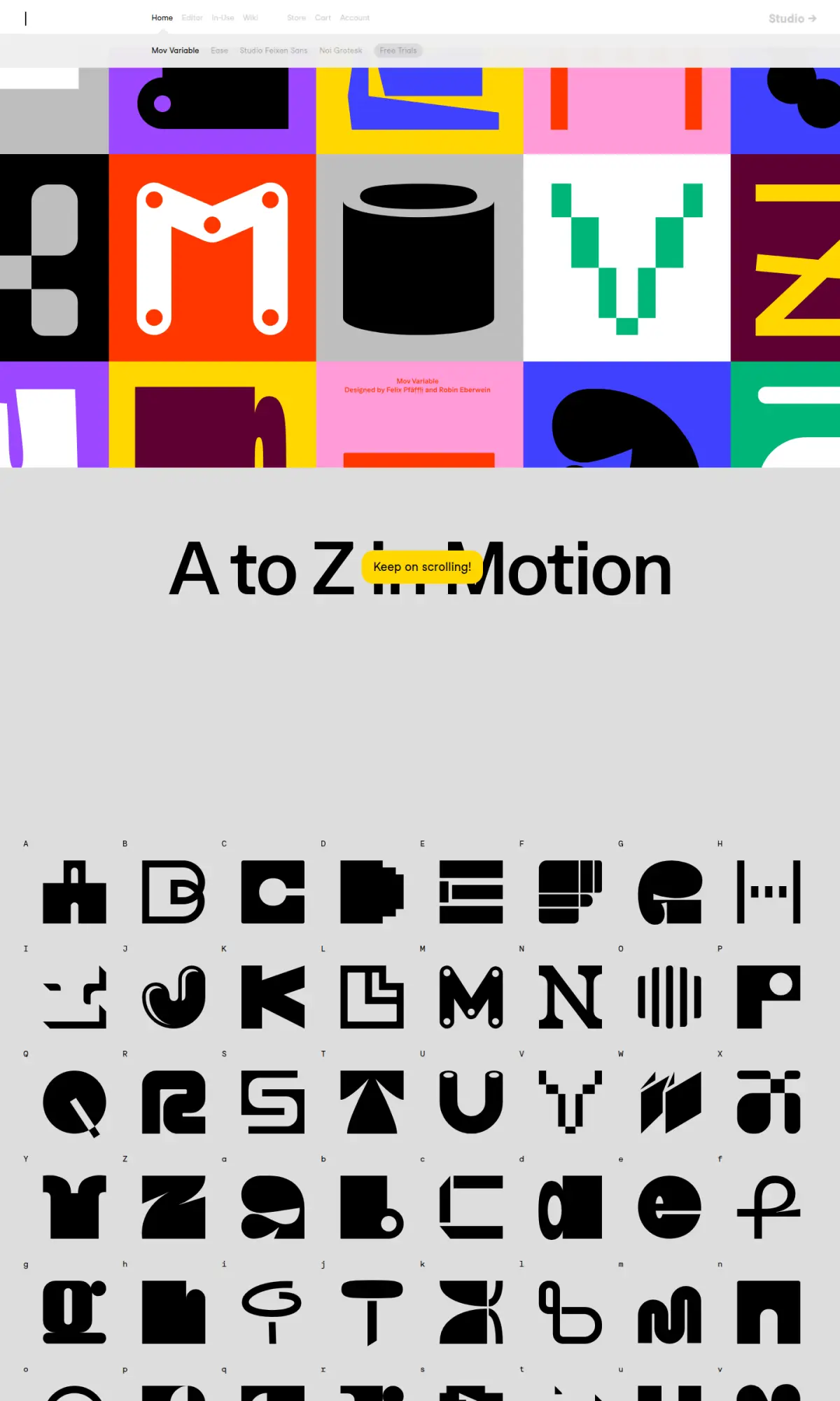 Studio Feixen Sans, the page as you scroll