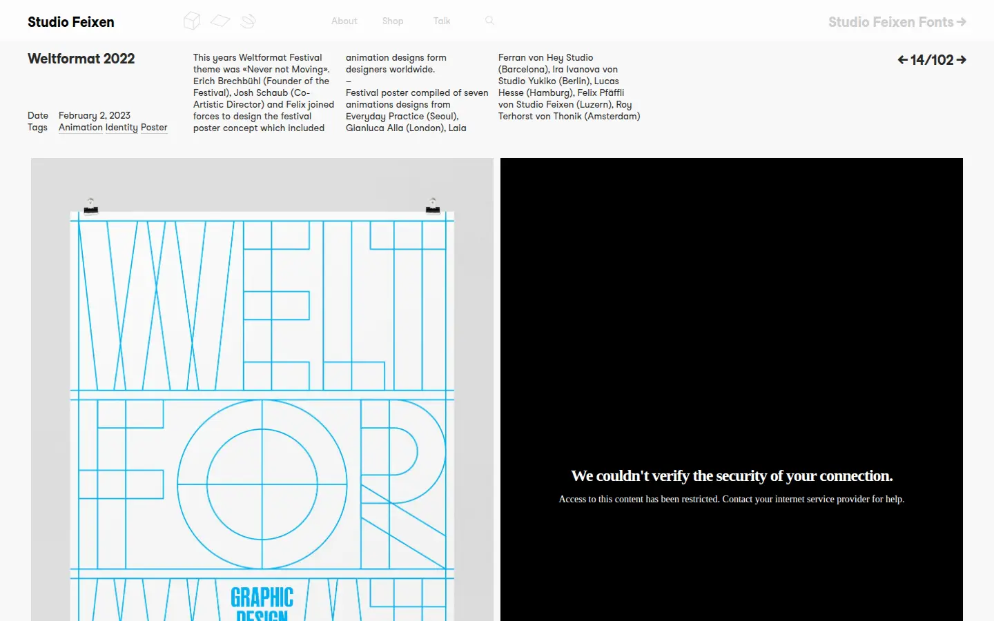 Weltformat poster festival by Studio Feixen, first screen, design by Studio Feixen