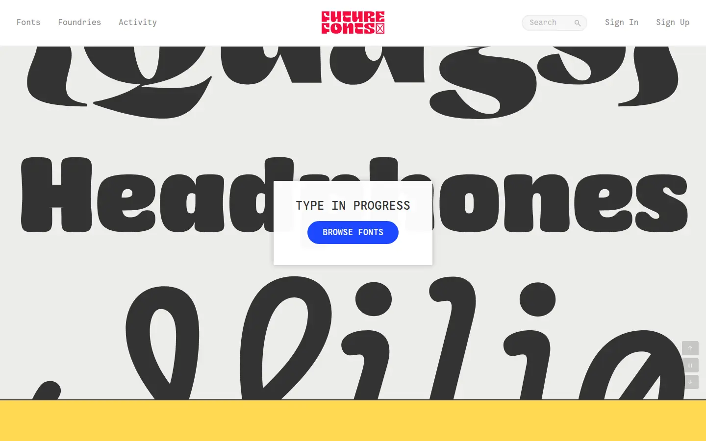 Future Fonts, first screen, design by Future Fonts