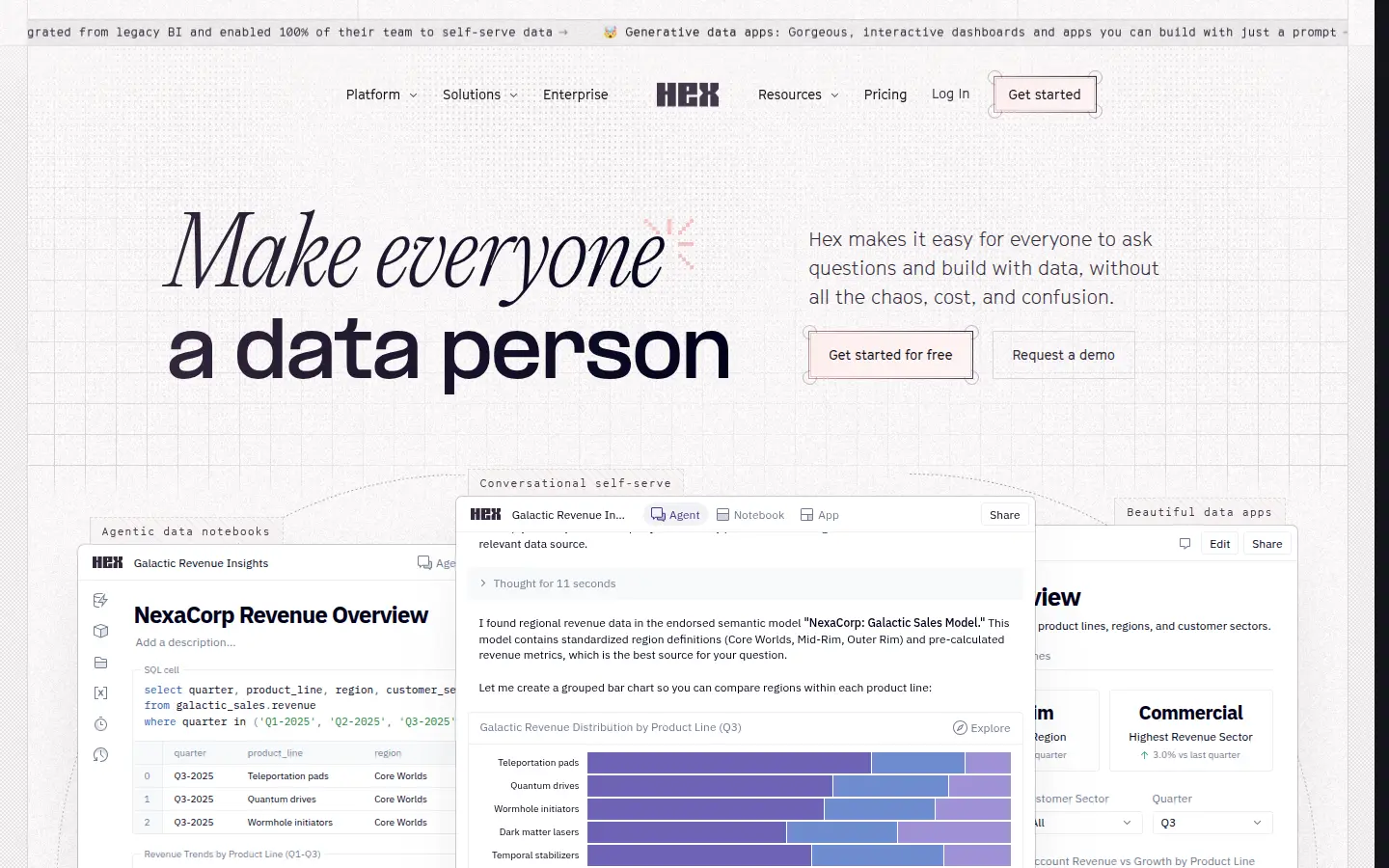 Hex homepage, landing page design by Hex