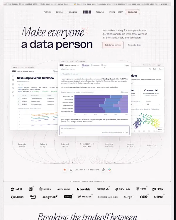 Hex homepage, design by Hex