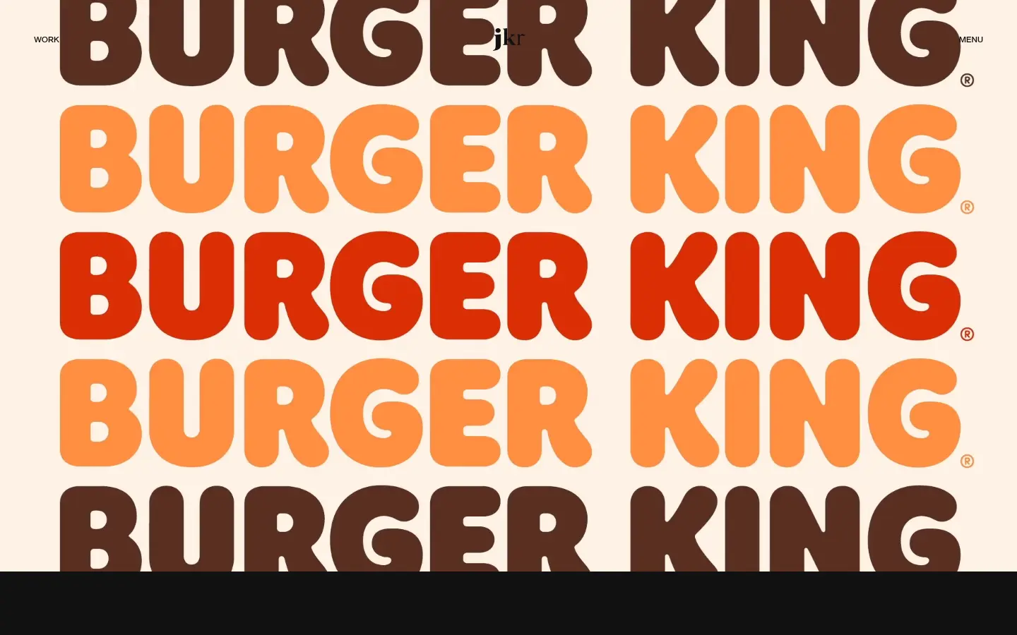 Burger King rebrand and packaging by Jones Knowles Ritchie, first screen, design by Jones Knowles Ritchie