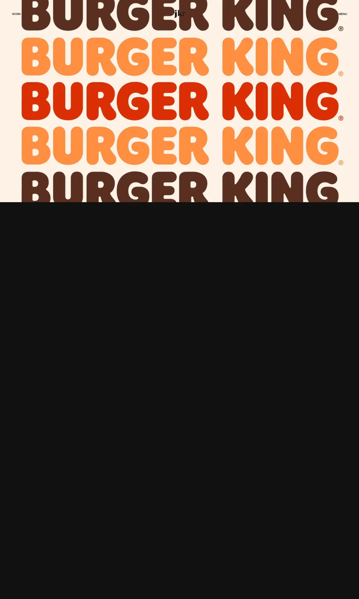 Burger King rebrand and packaging by Jones Knowles Ritchie, the page as you scroll