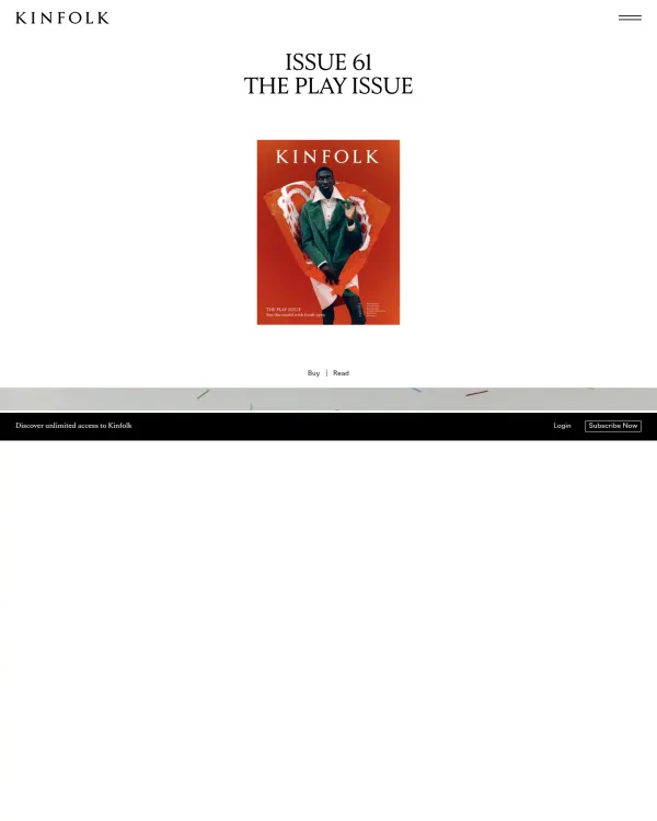 Kinfolk homepage, design by Kinfolk