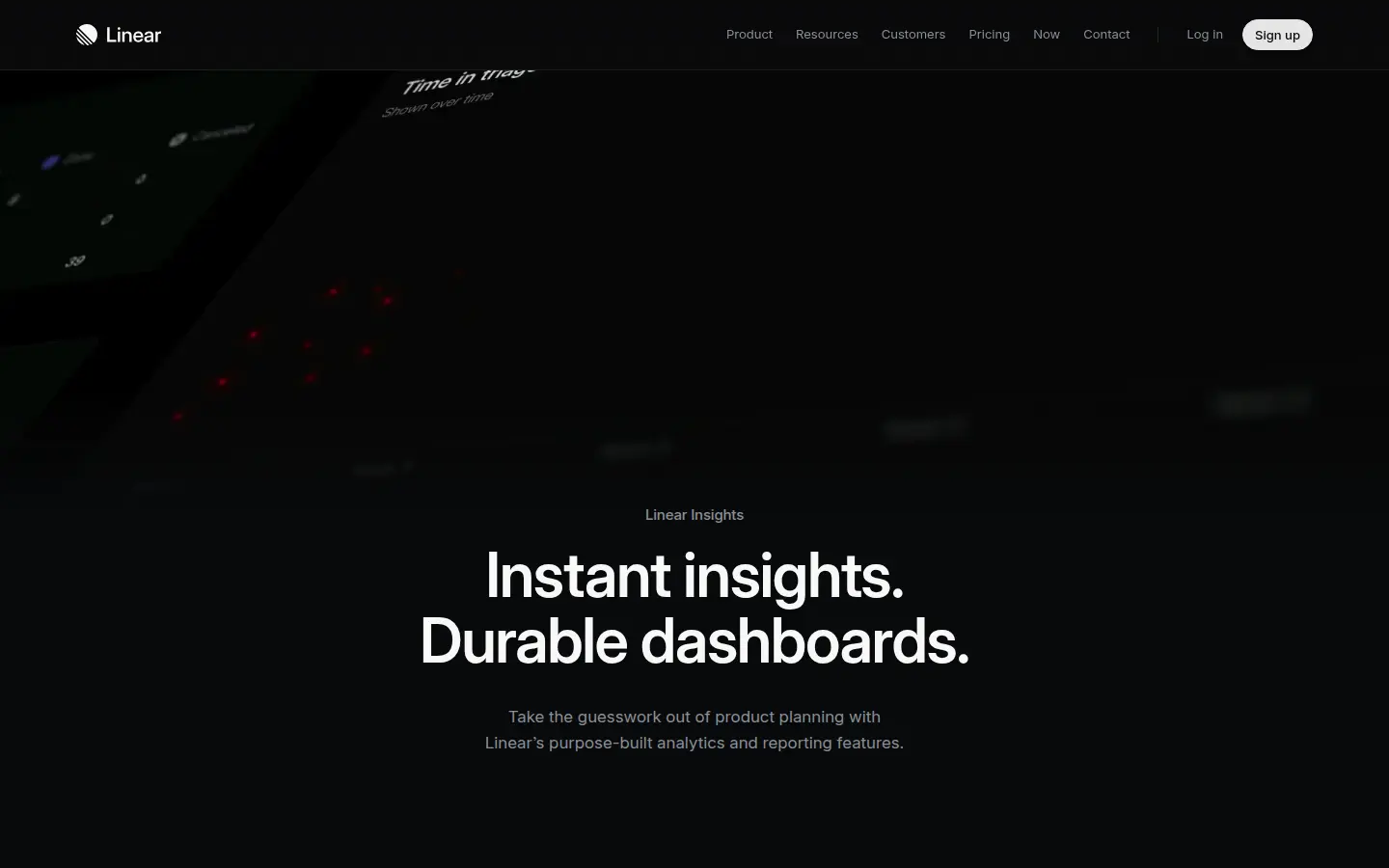 Linear Insights feature page, first screen, design by Linear