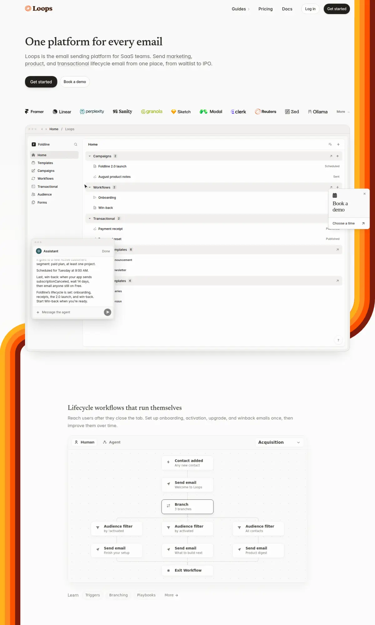 Loops homepage, the page as you scroll