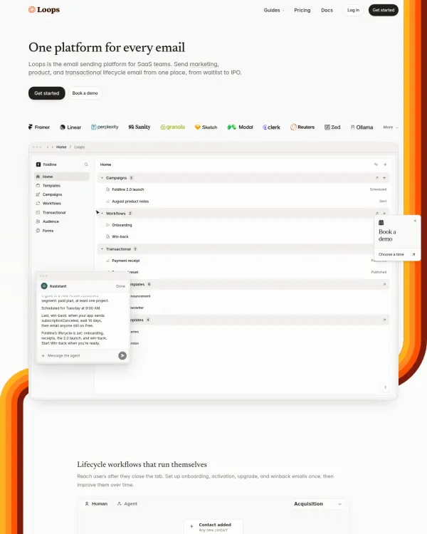 Loops homepage, design by Loops