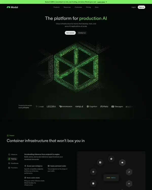 Modal homepage, design by Modal