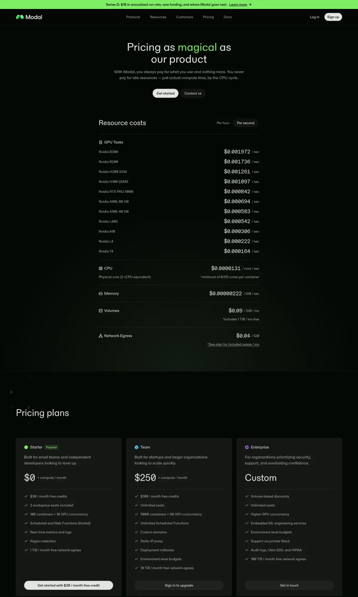Modal pricing page, the page as you scroll