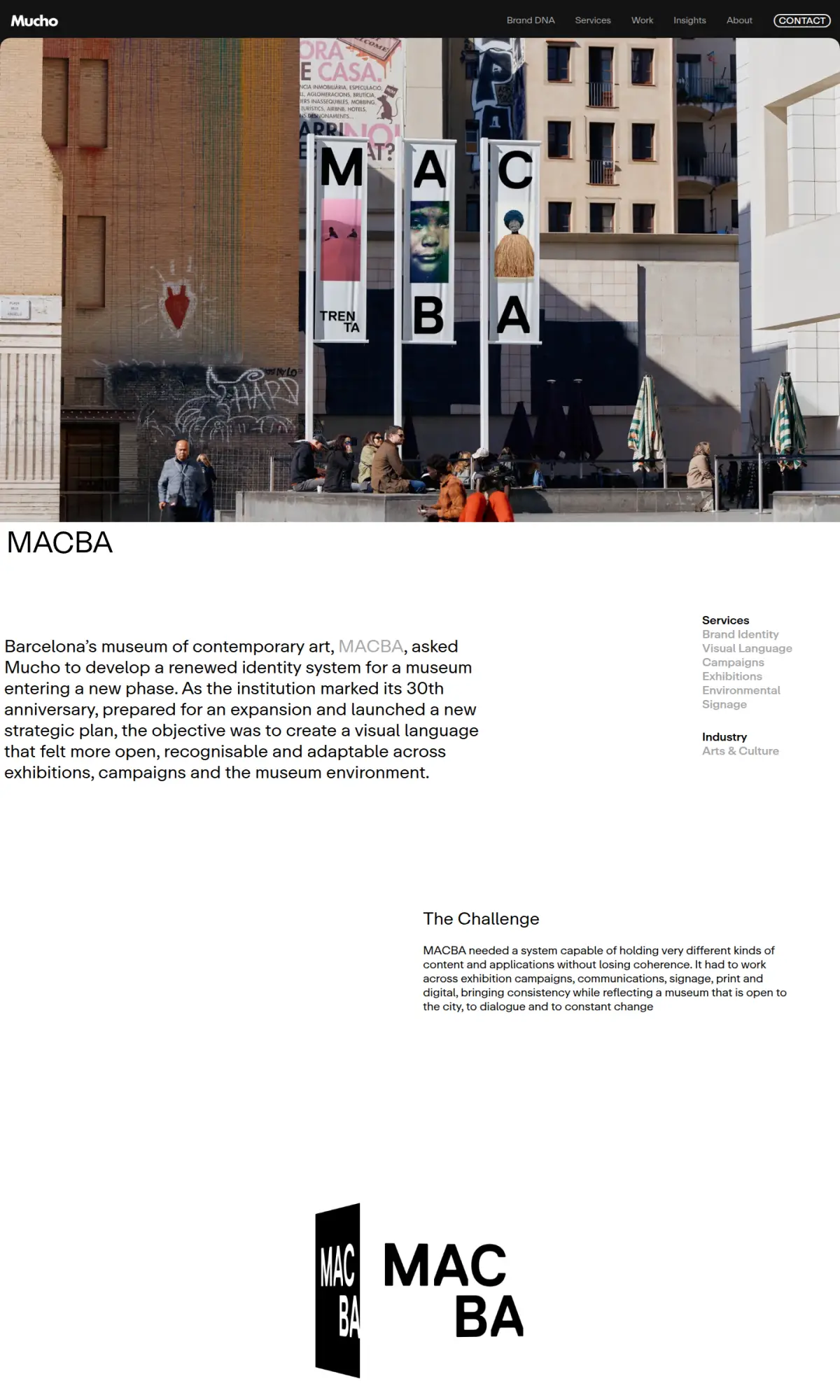 MACBA identity by Mucho, the page as you scroll
