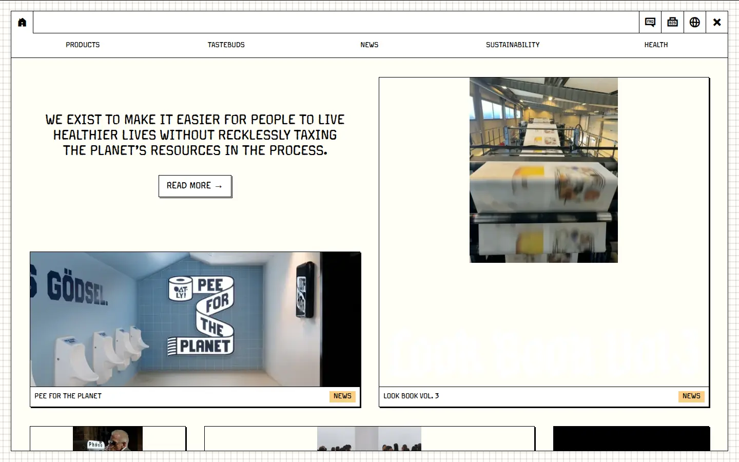 Oatly homepage, first screen, design by Oatly