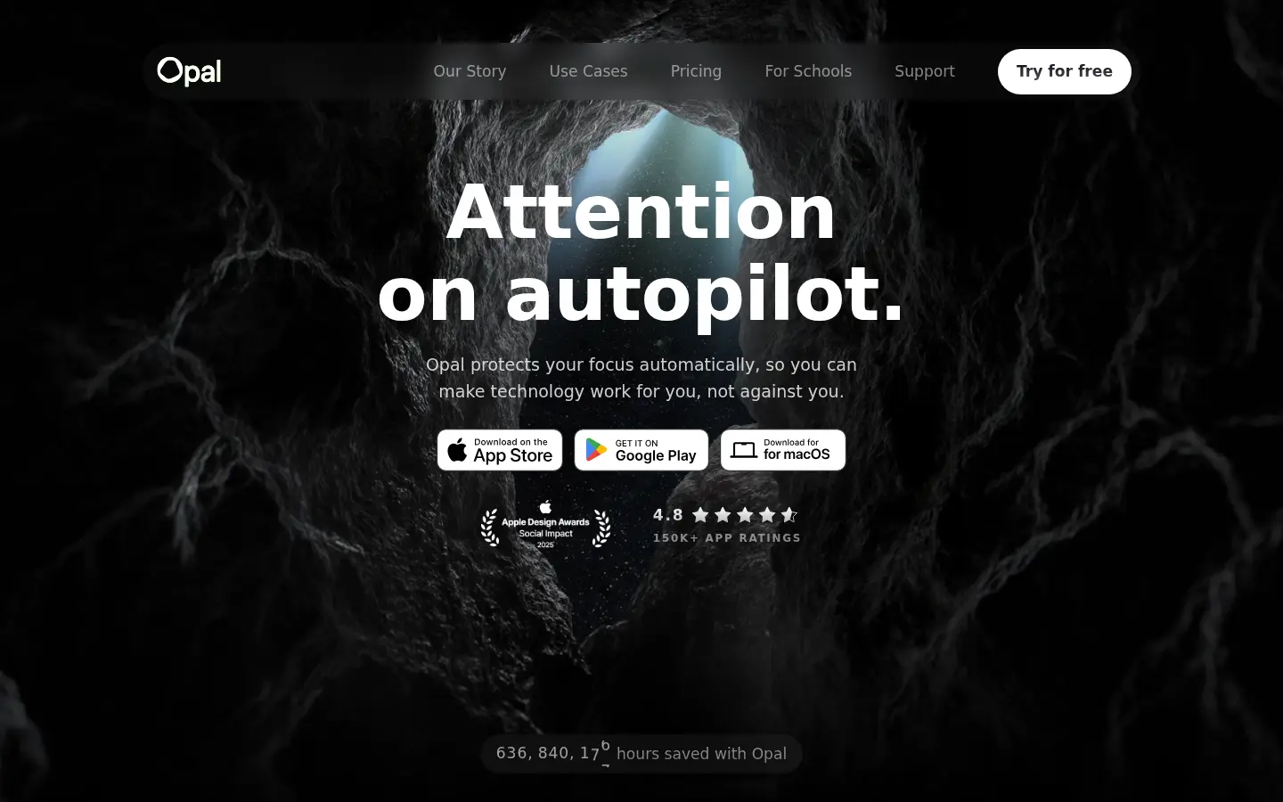 Opal app site, landing page design by Opal