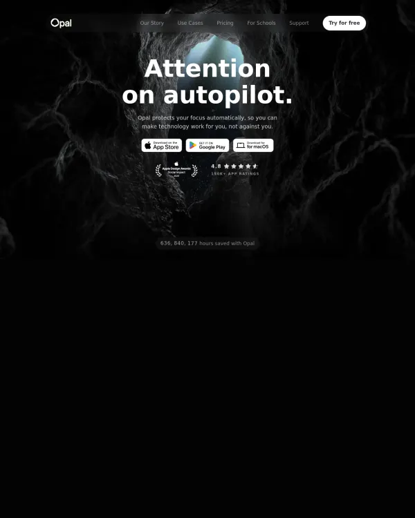 Opal app site, design by Opal