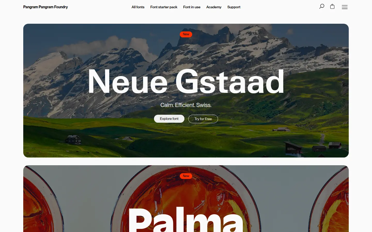 Pangram Pangram Foundry, first screen, design by Pangram Pangram