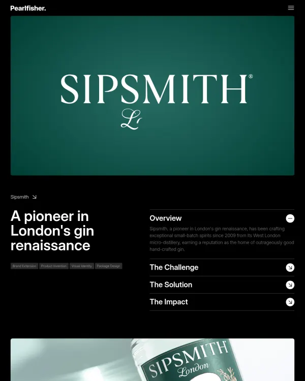 Sipsmith gin packaging by Pearlfisher, design by Pearlfisher