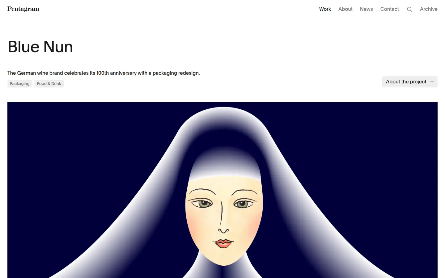 Blue Nun wine packaging by Pentagram, first screen, design by Pentagram