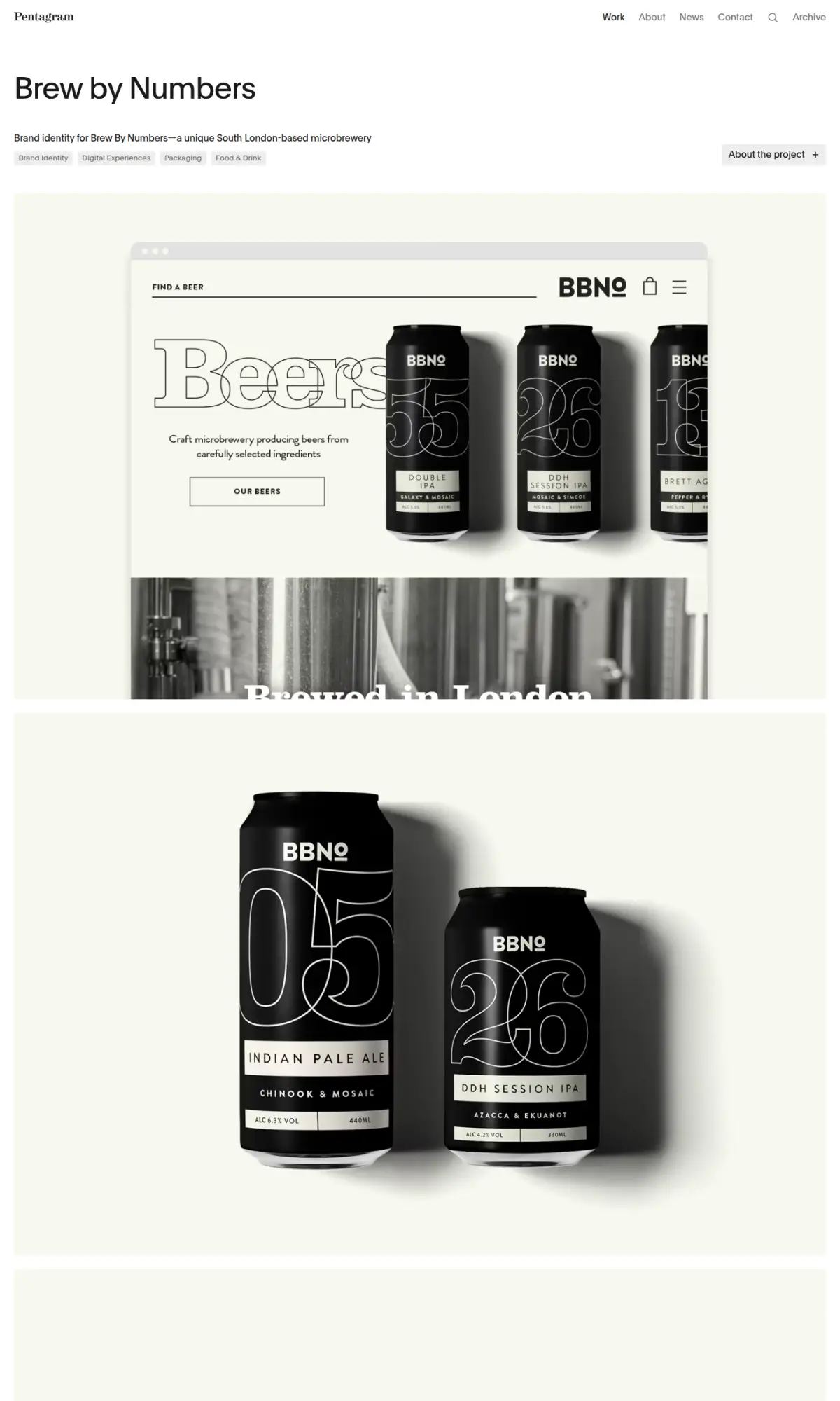 Brew By Numbers beer packaging by Pentagram, the page as you scroll