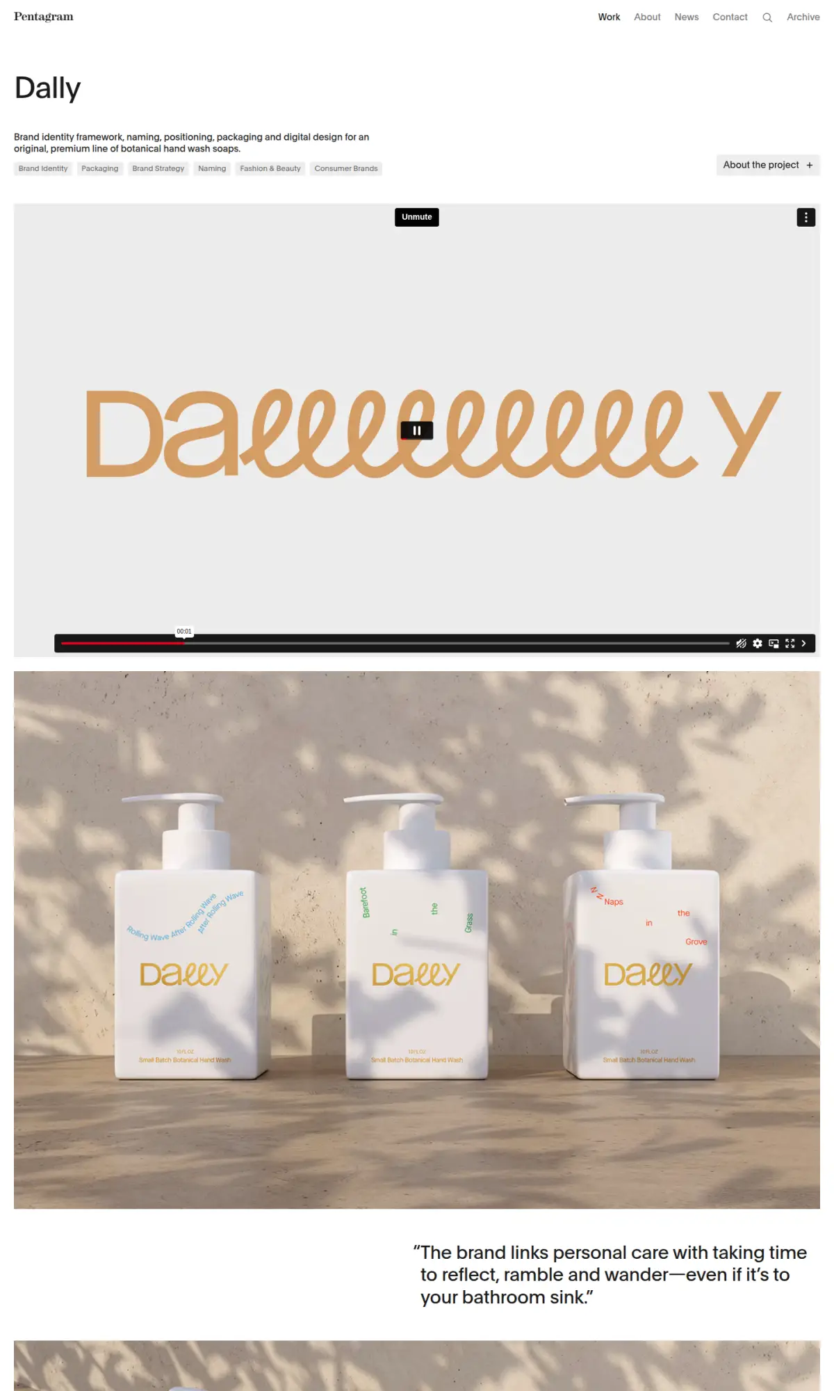 Dally packaging by Pentagram, the page as you scroll