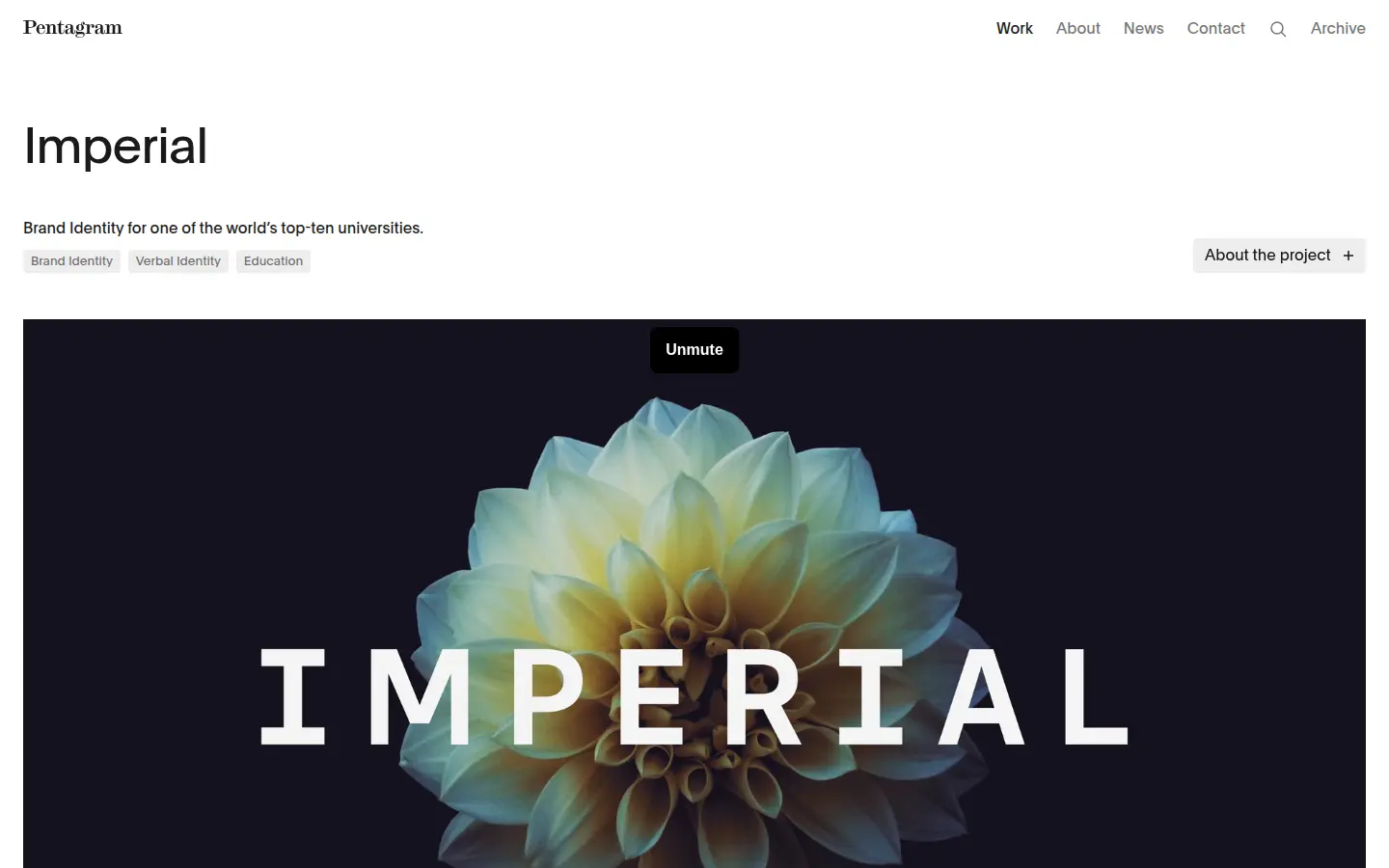 Imperial College London identity by Pentagram, first screen, design by Pentagram
