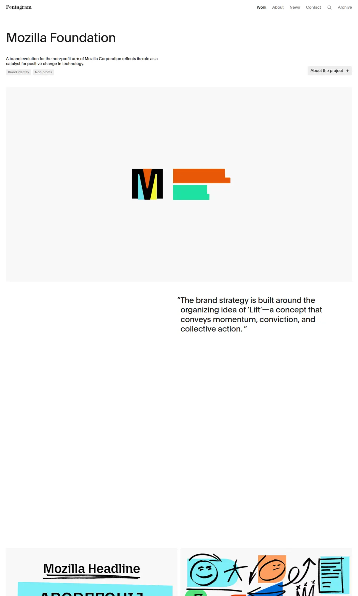 Mozilla Foundation identity by Pentagram, the page as you scroll