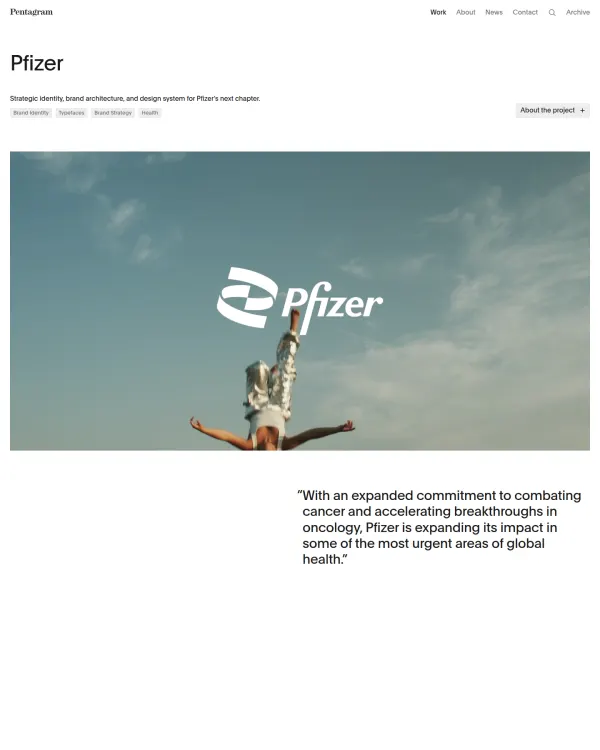 Pfizer identity by Pentagram, design by Pentagram