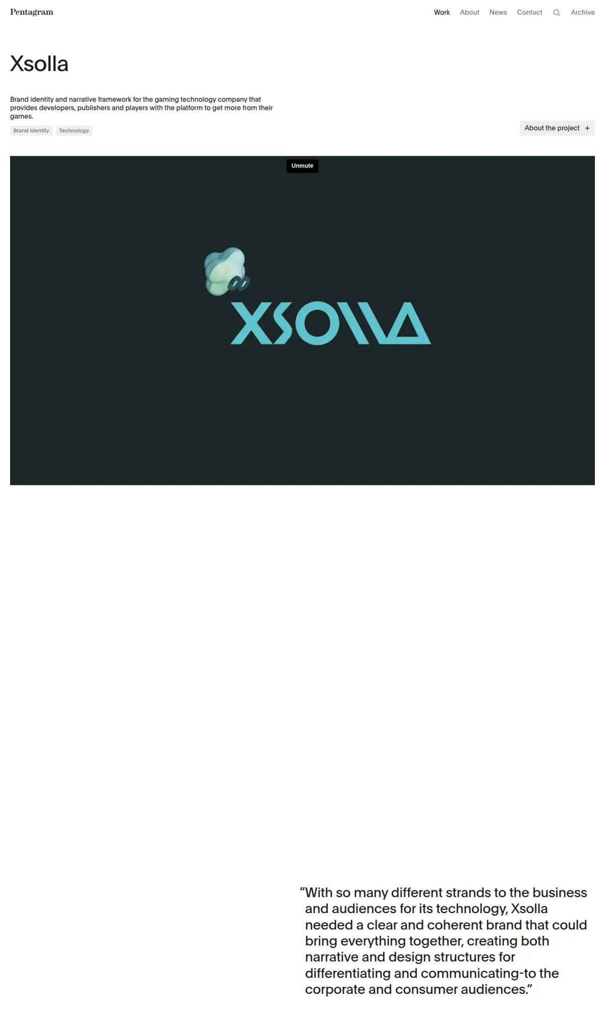 Xsolla identity by Pentagram, the page as you scroll