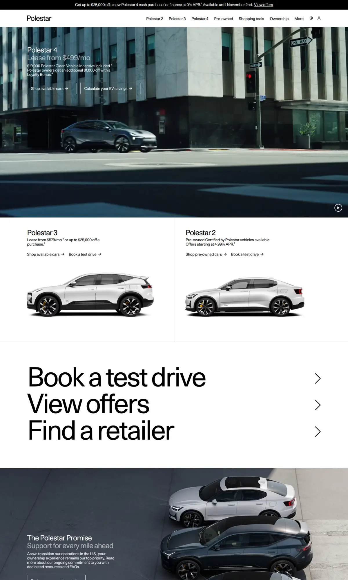 Polestar homepage, the page as you scroll