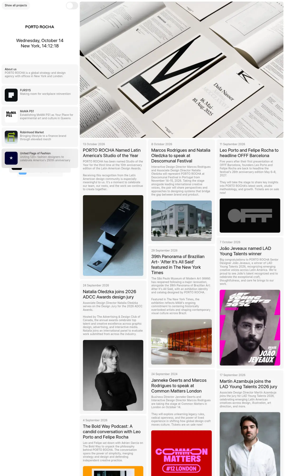 Porto Rocha, the page as you scroll