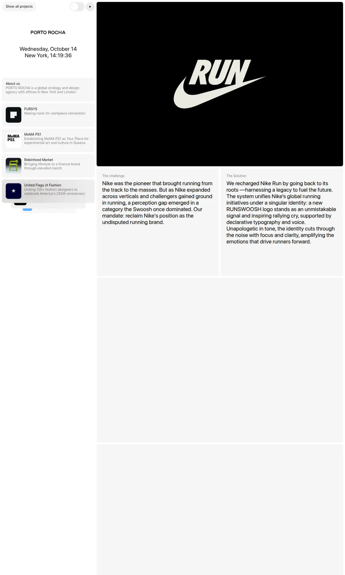 Nike Run campaign by Porto Rocha, the page as you scroll