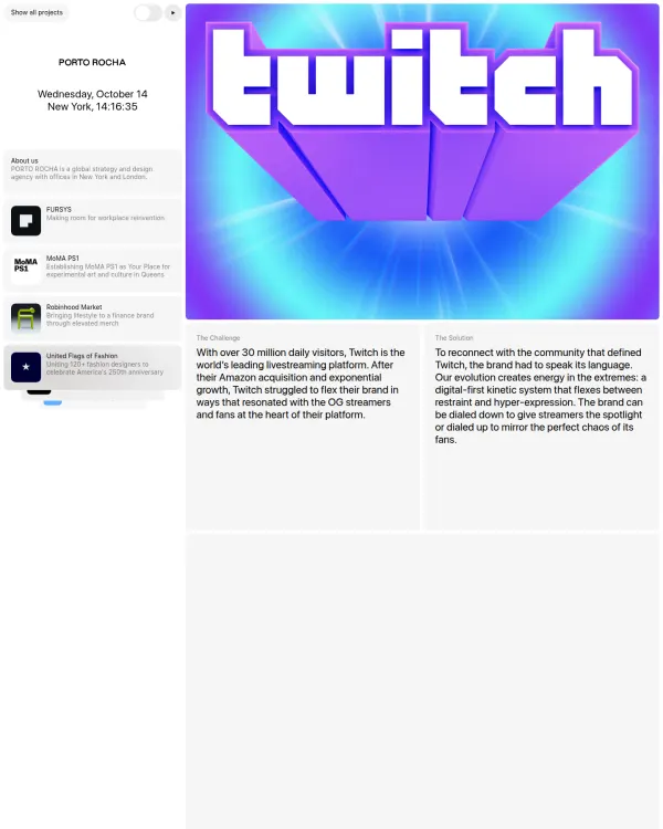 Twitch identity by Porto Rocha, design by Porto Rocha