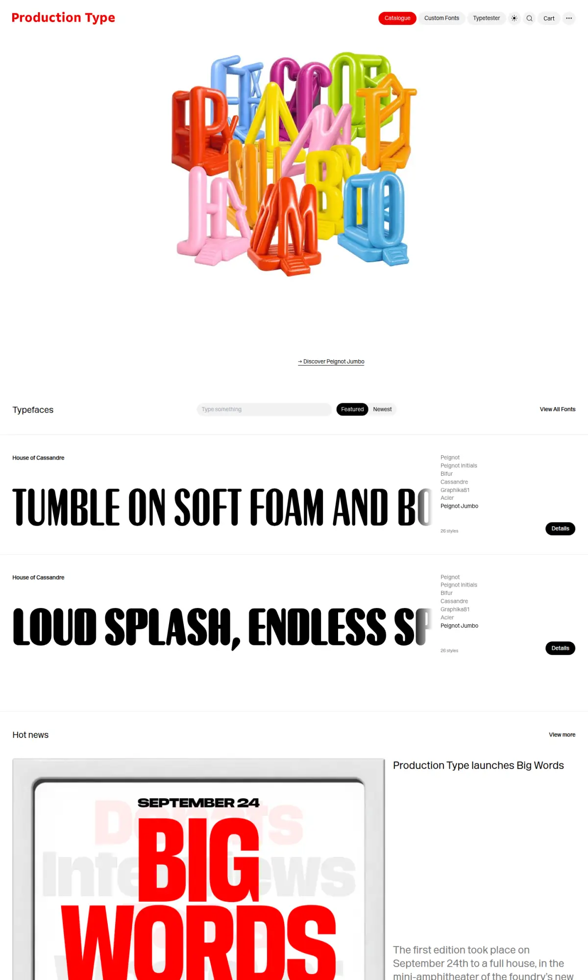 Production Type, the page as you scroll