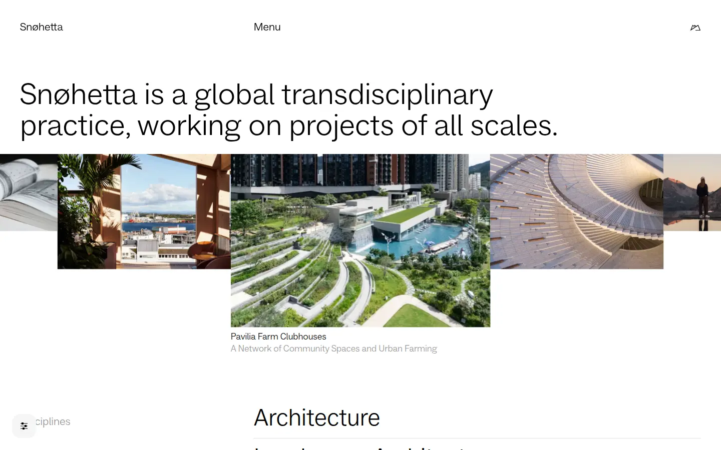 Snohetta, first screen, design by Snohetta