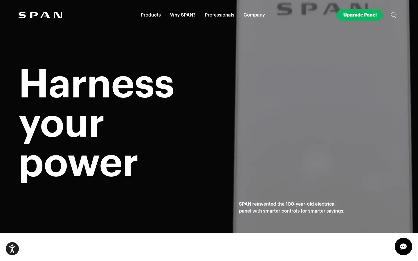 SPAN homepage, first screen, design by SPAN