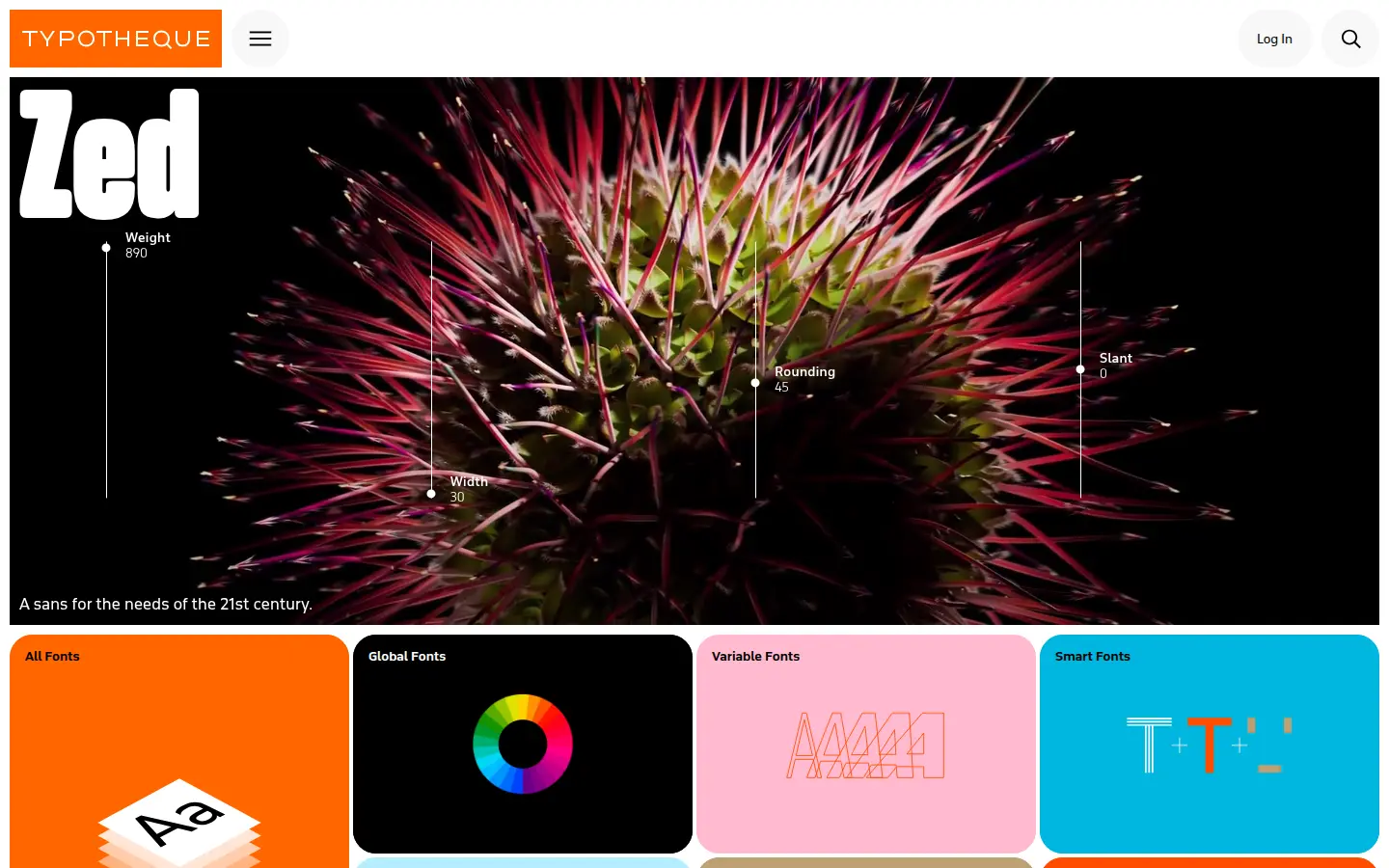 Typotheque, first screen, design by Typotheque