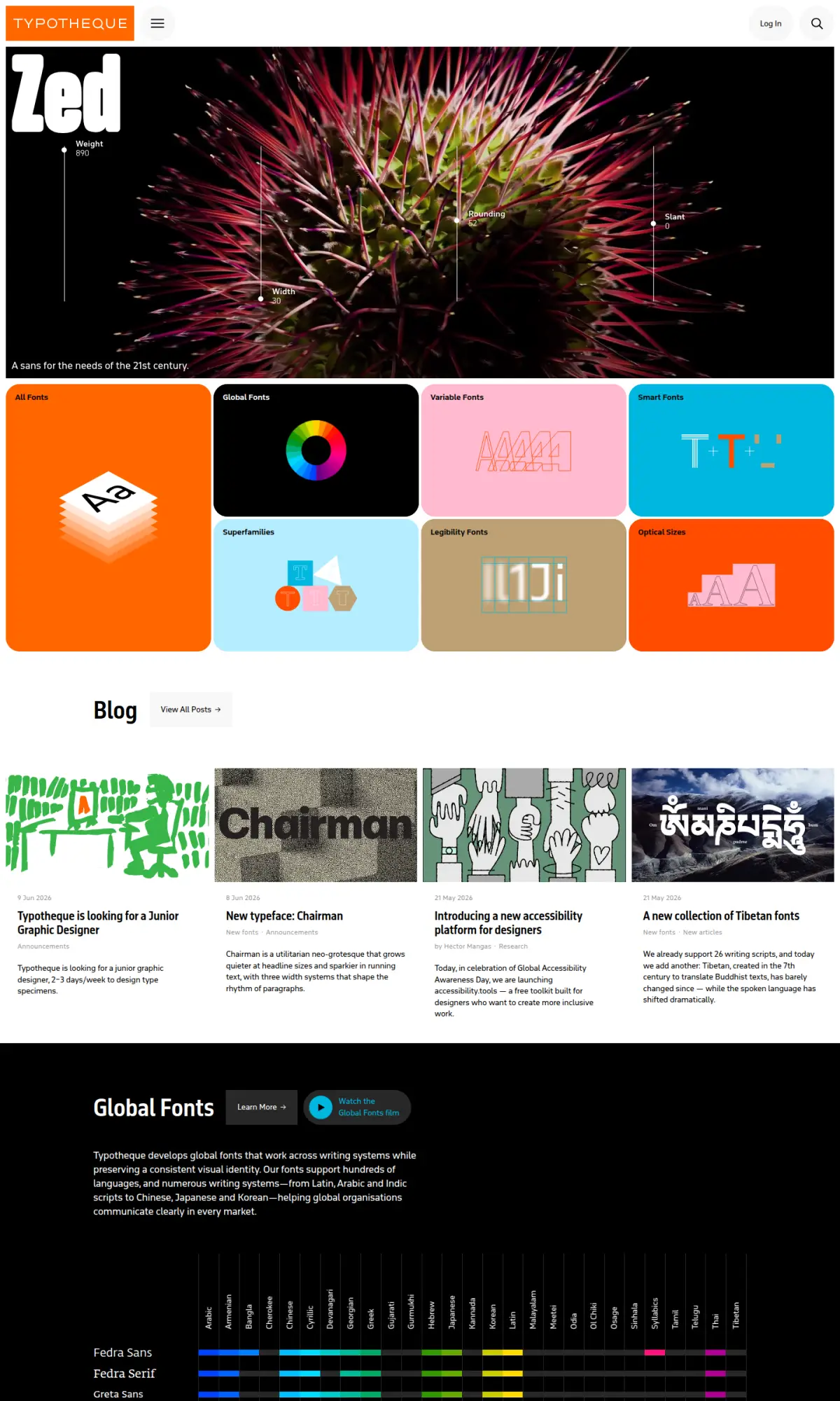 Typotheque, the page as you scroll