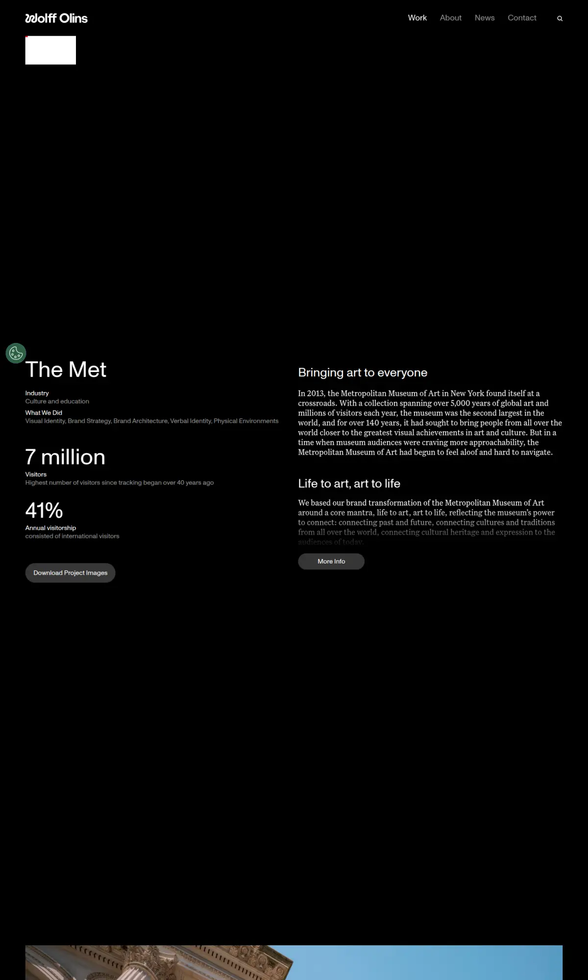 The Met identity by Wolff Olins, the page as you scroll